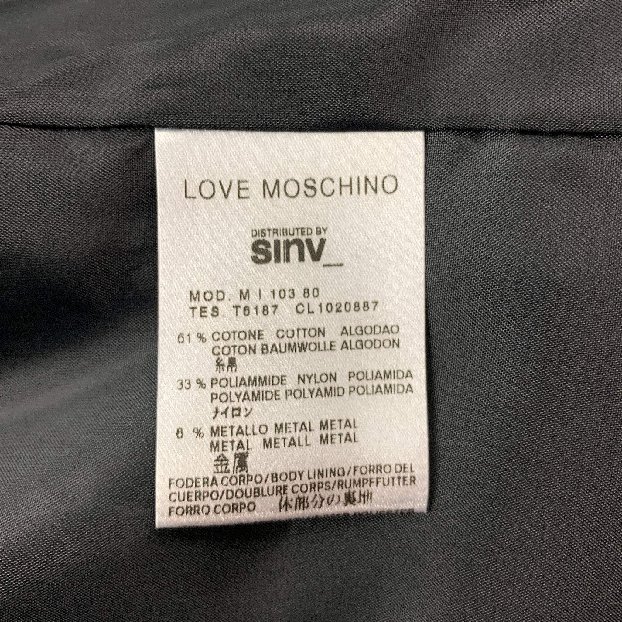 LOVE MOSCHINO Schwarzer Sportmantel aus zerknitterter Baumwollmischung mit Kerbrevers im Angebot 2