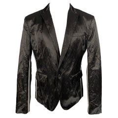 LOVE MOSCHINO Black Wrinkled Cotton Blend Notch Lapel Sport Coat