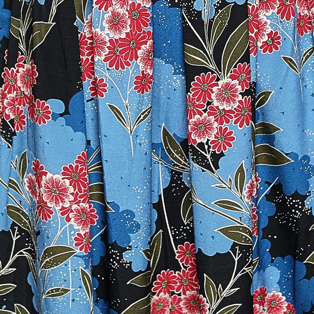 Love Moschino Bleu Robe longue sans manches en crêpe imprimé floral M Pour femmes en vente