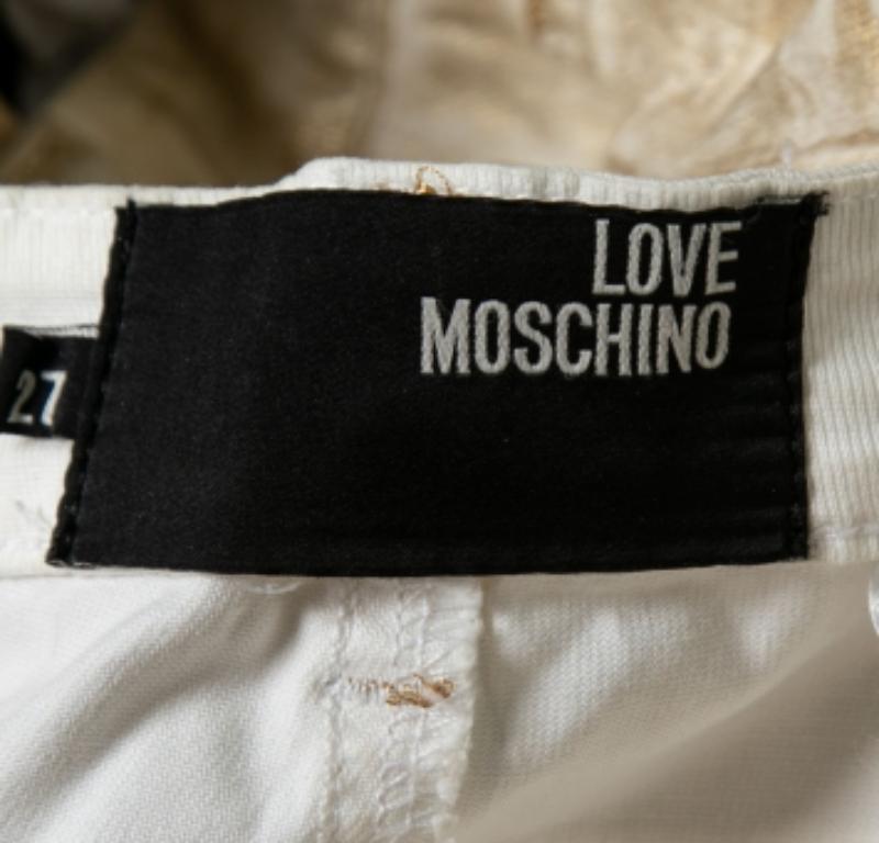 Love Moschino Gold Foil Print Denim Straight Fit Jeans M/Waist: 30.5