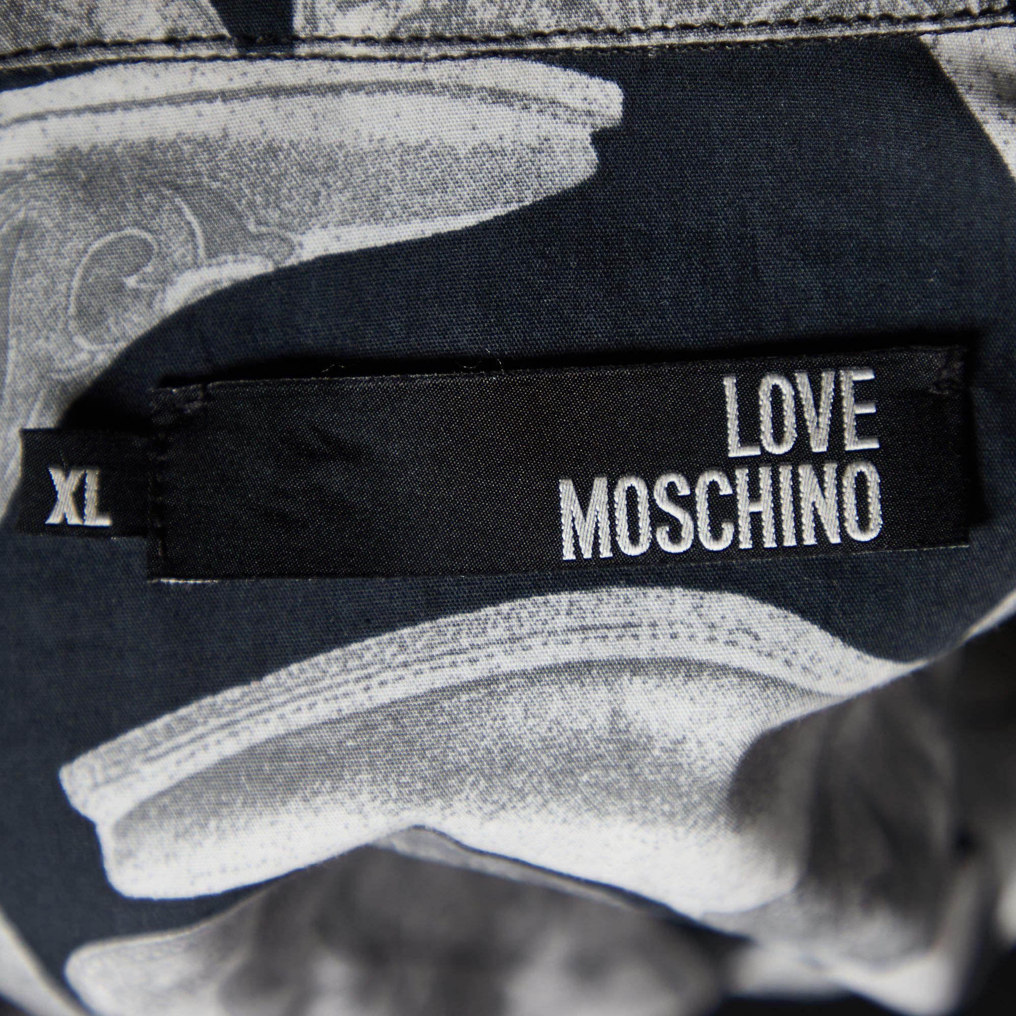 Love Moschino Camicia Popeline Stampa Stivali Grigio XL in vendita 1