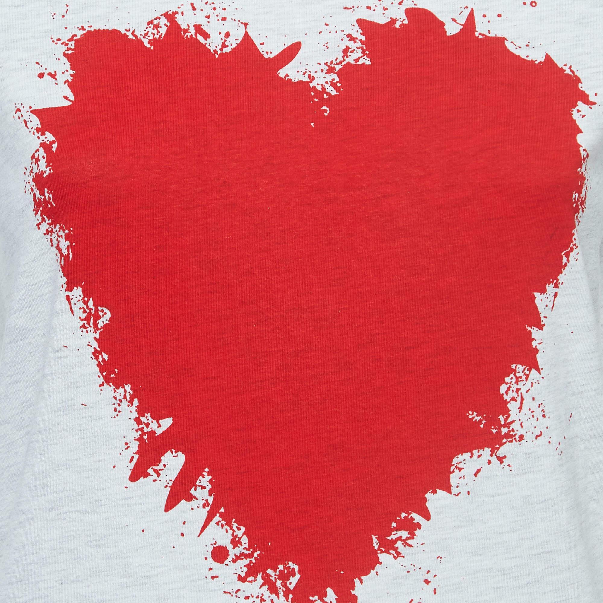 Love Moschino Graues Logo T-Shirt mit Rundhalsausschnitt aus Baumwolle S im Zustand „Hervorragend“ im Angebot in Dubai, Al Qouz 2