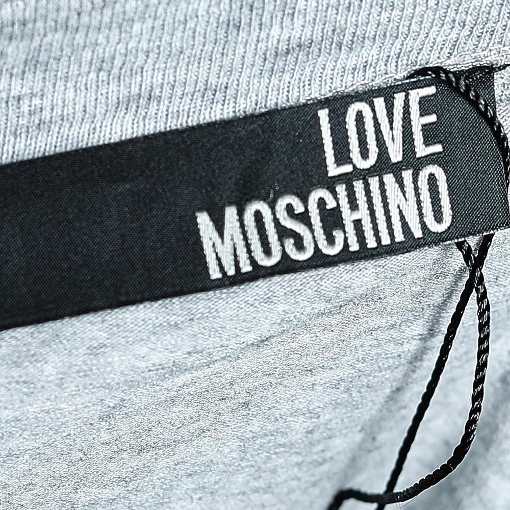 Women's Love Moschino Grey Printed Cotton Long Sleeve T-Shirt L