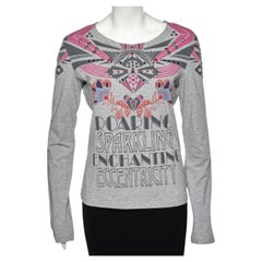 Love Moschino Grey Printed Cotton Long Sleeve T-Shirt L