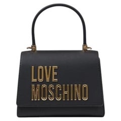 Bolso de poliuretano con asa superior y logotipo de Love Moschino — Negro