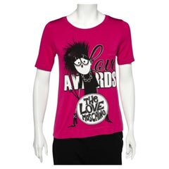 Love Moschino Magenta Printed Modal Knit T-Shirt S