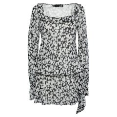 Love Moschino Minivestido de gasa con estampado de corazones monocromáticos y detalle de lazo M