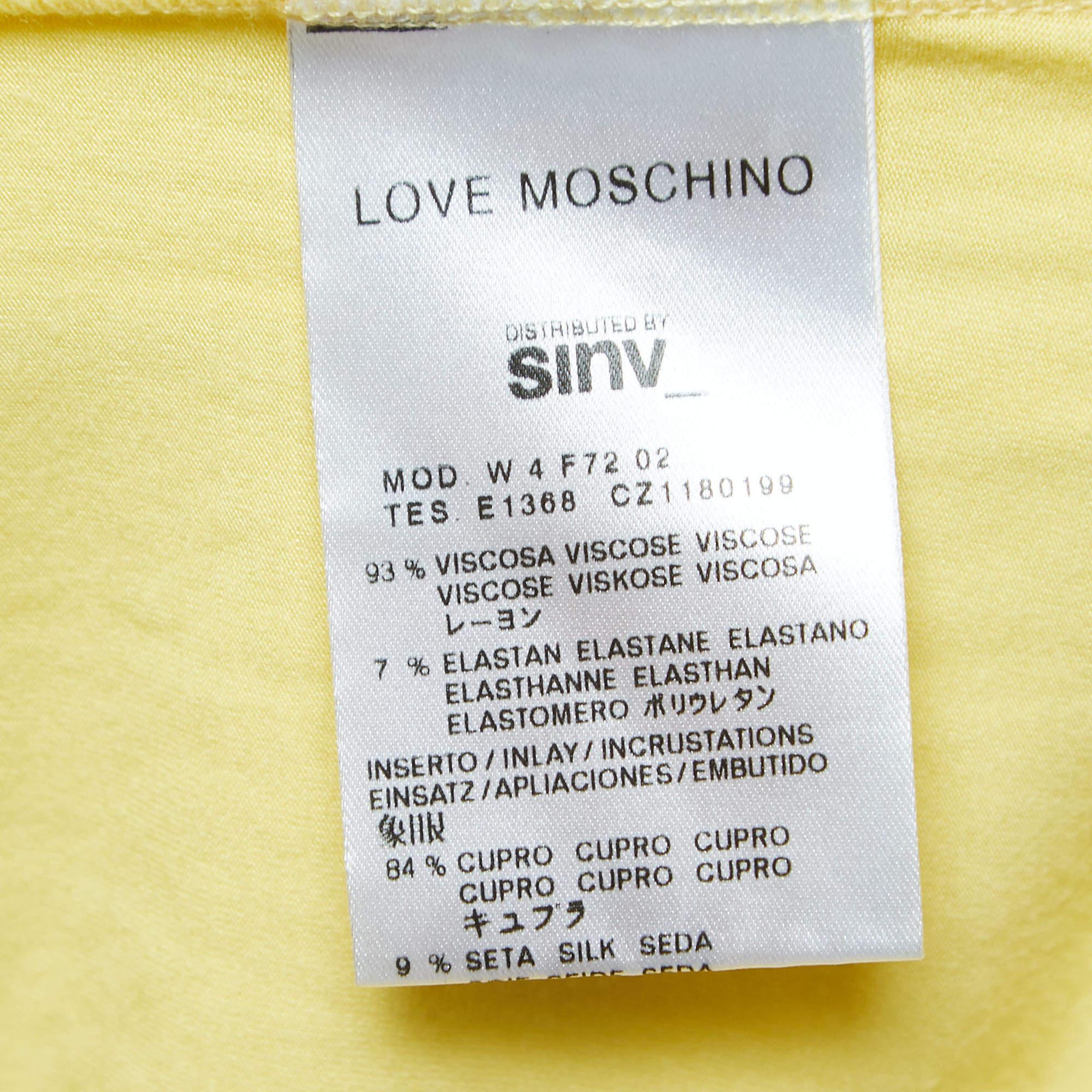 Donna Love Moschino - Maglietta con stampa floreale multicolore e intarsio in maglia - T S in vendita