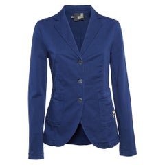 Love Moschino Blazer in cotone blu navy con dettaglio stemma in metallo M. I.
