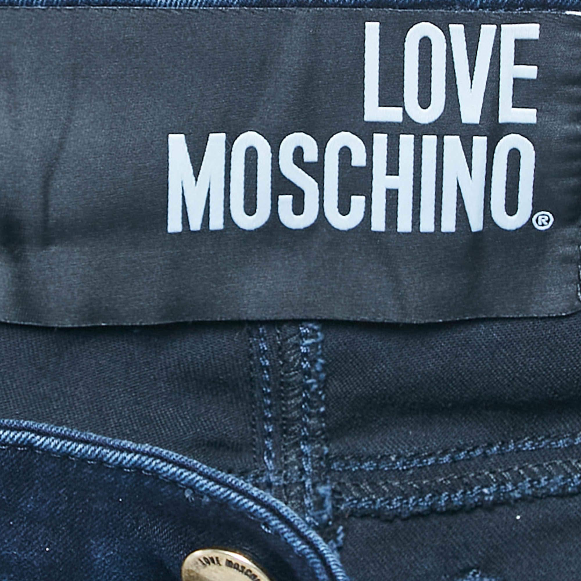 Love Moschino Jeans skinny bleu marine à carreaux taille M 29