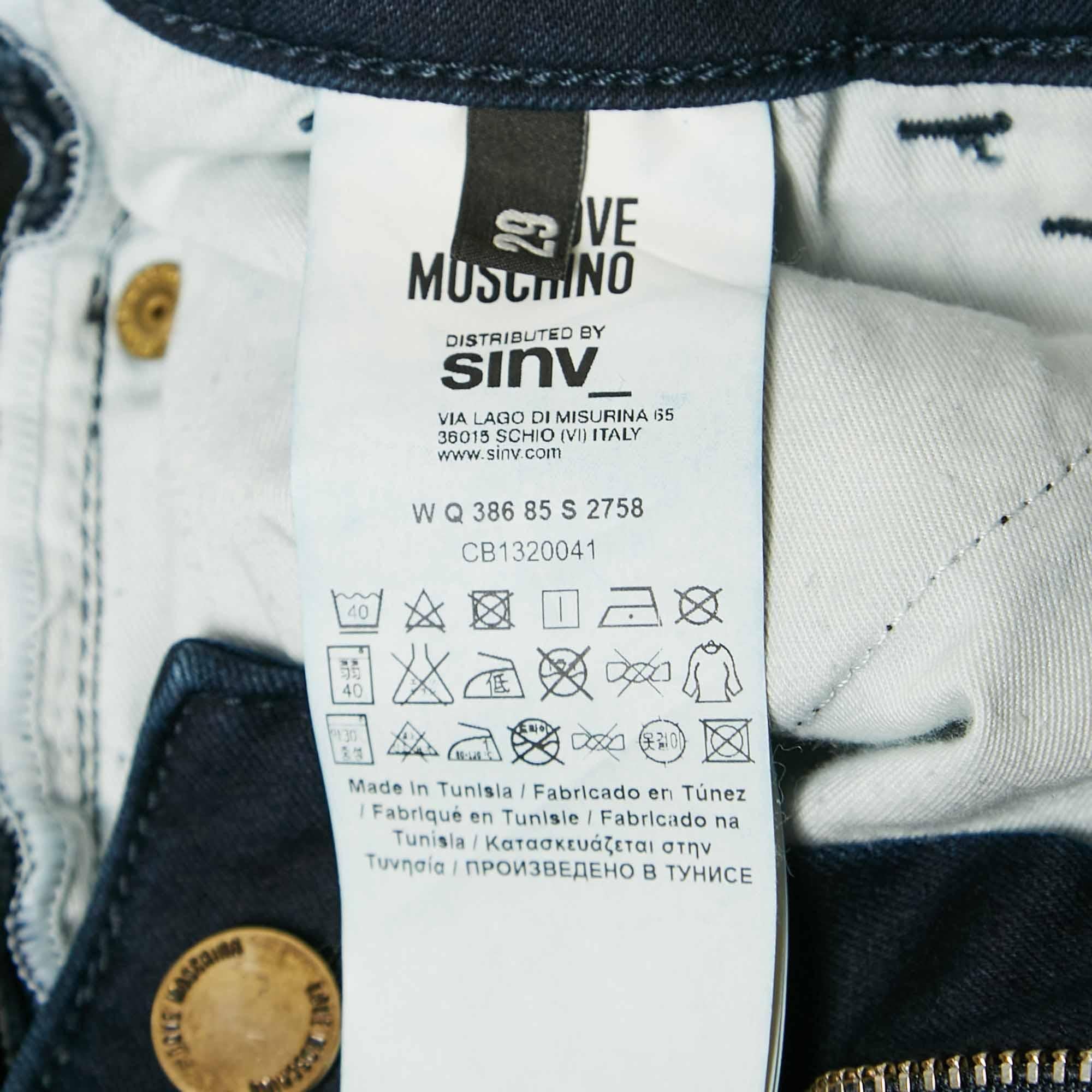 Love Moschino Jeans skinny bleu marine à carreaux taille M 29