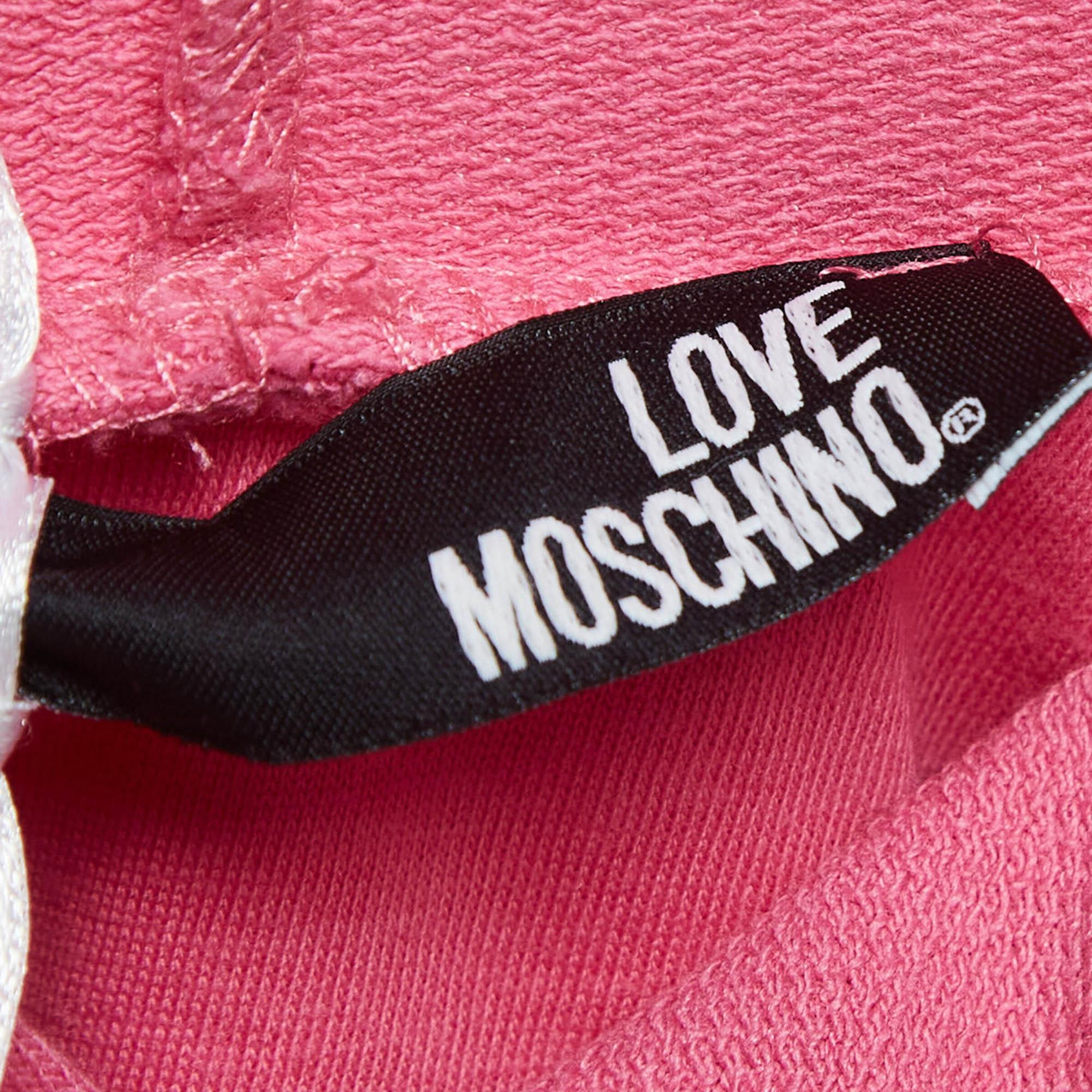Women's Love Moschino Pink Crystal Embellished Cotton Hoodie S For Sale