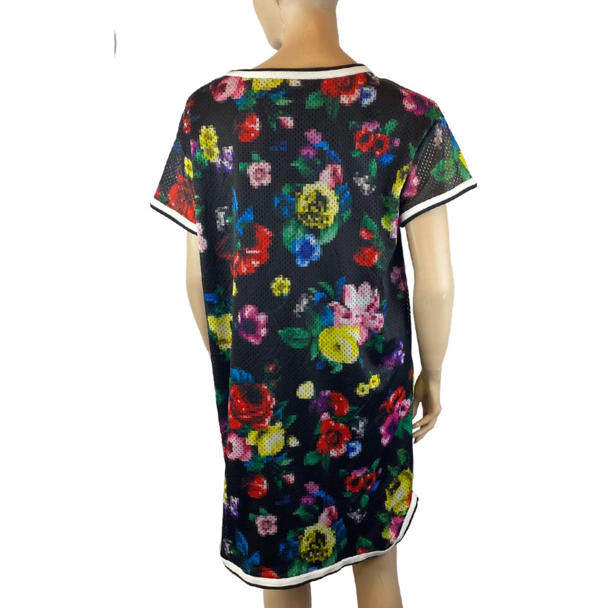 Women's Love Moschino Pixel Flower Print Jersey Dress-US 6