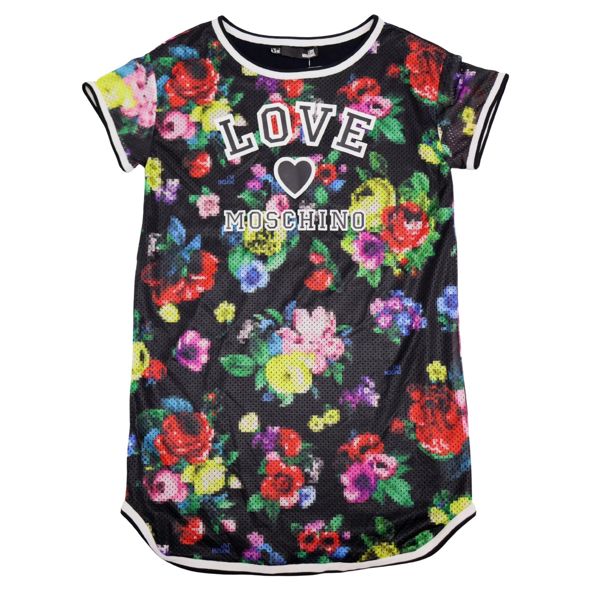 Love Moschino Pixel Flower Print Jersey Dress-US 6