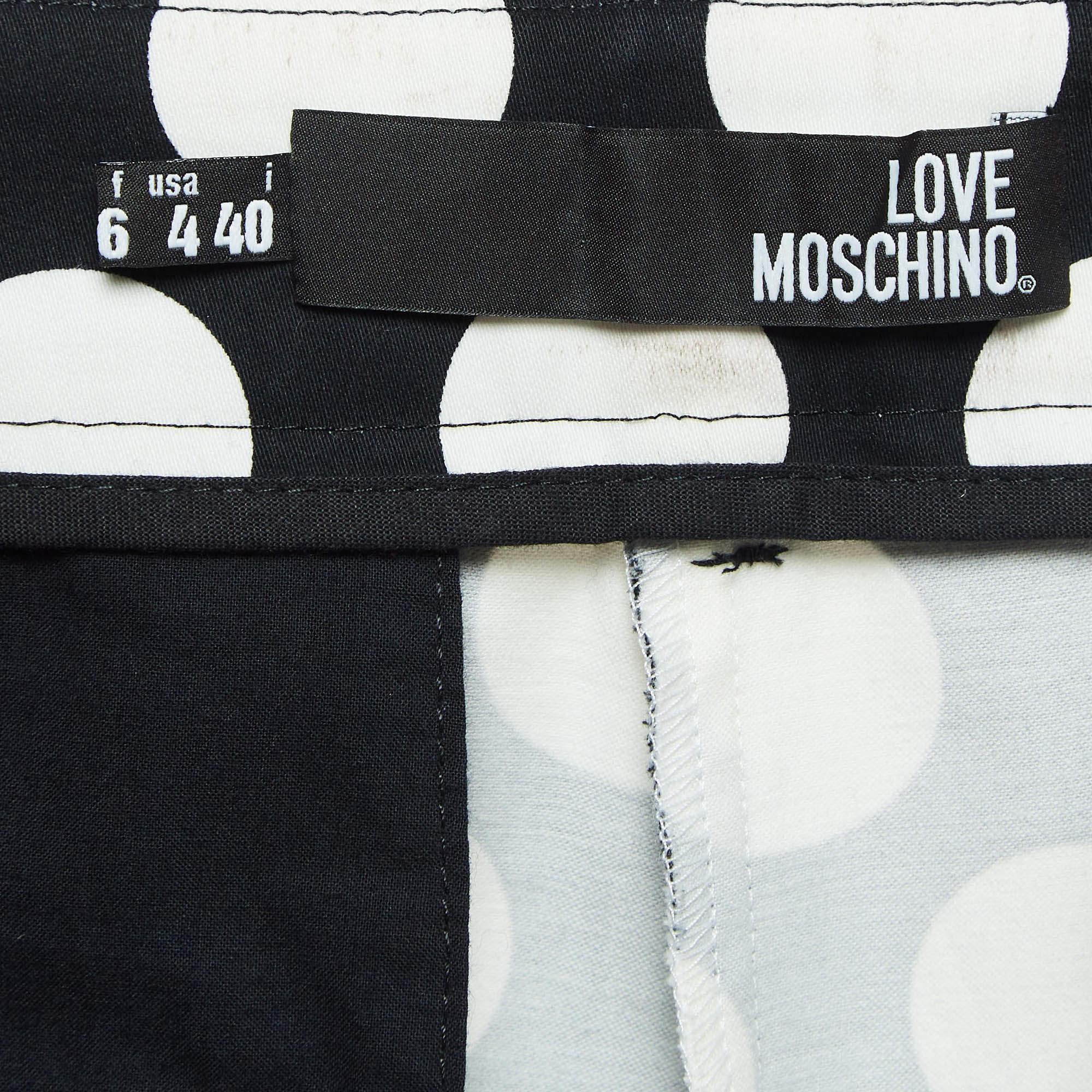 Women's Love Moschino Polka Dots Cotton Applique Detail Shorts S For Sale