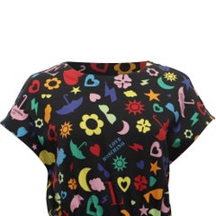 Love Moschino Printed Mini Flared Dress in Multicolor Cotton