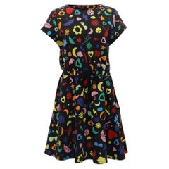 Mini-robe évasée imprimée Love Moschino en coton multicolore