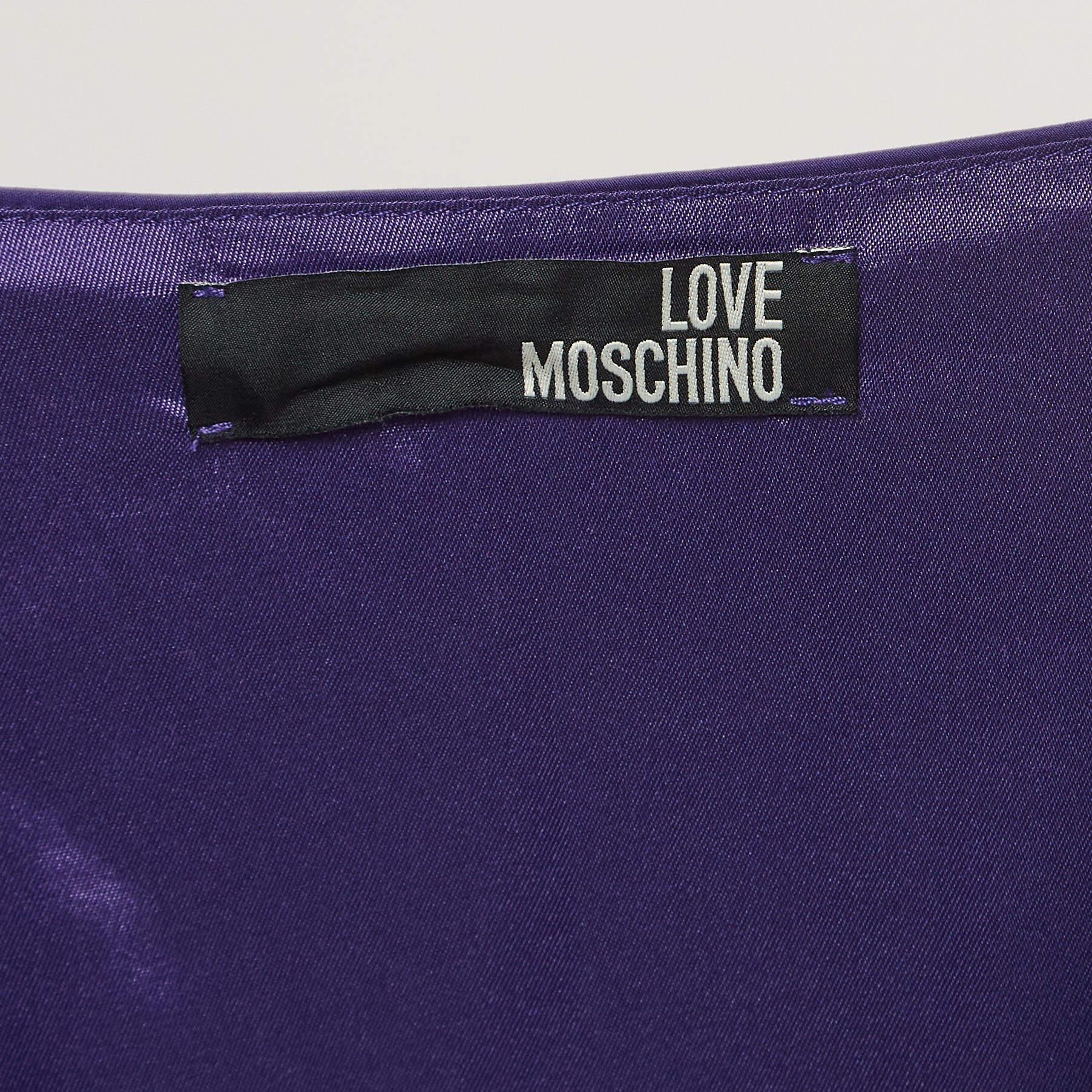 Love Moschino Purple Poplin Braided Detail Shift Dress M Pour femmes en vente