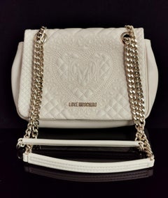 Love Moschino Quilted embroidered shoulder bag, chain handle