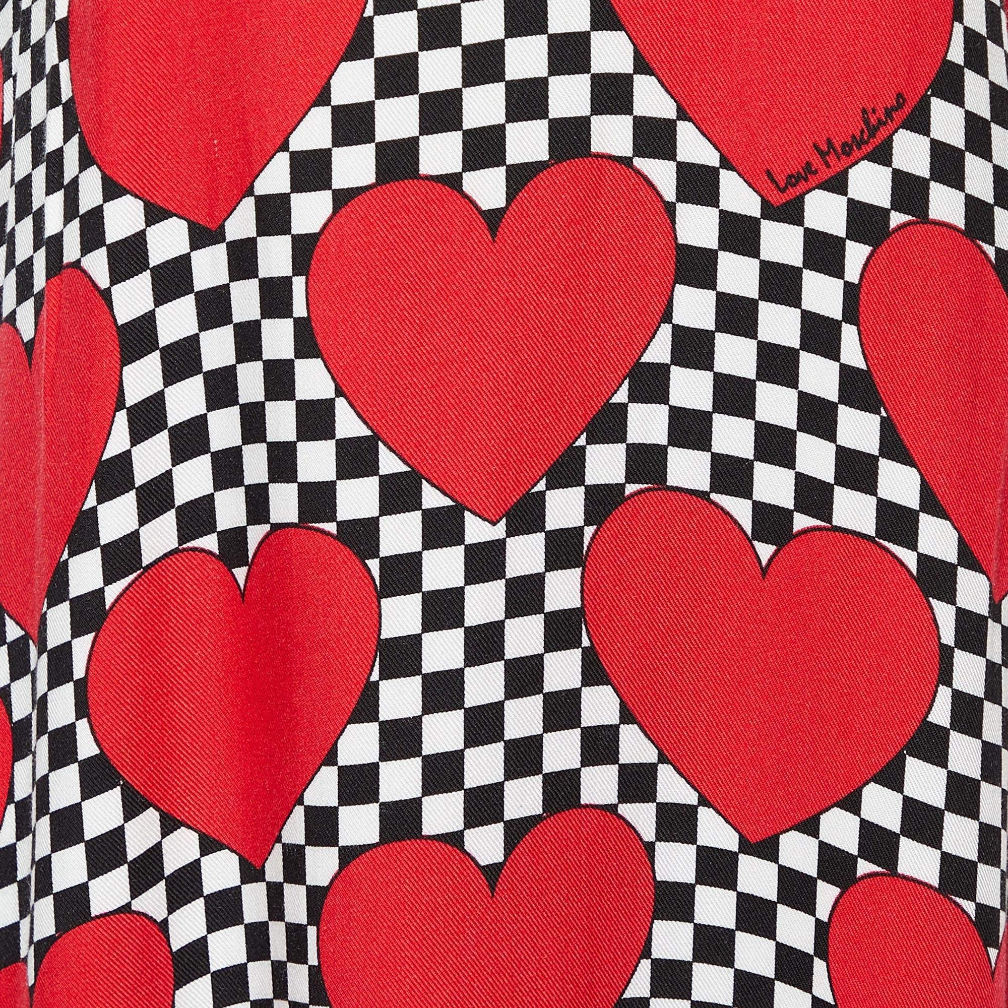 Women's Love Moschino Red Love & Checkered Printed Twill Maxi Dress S