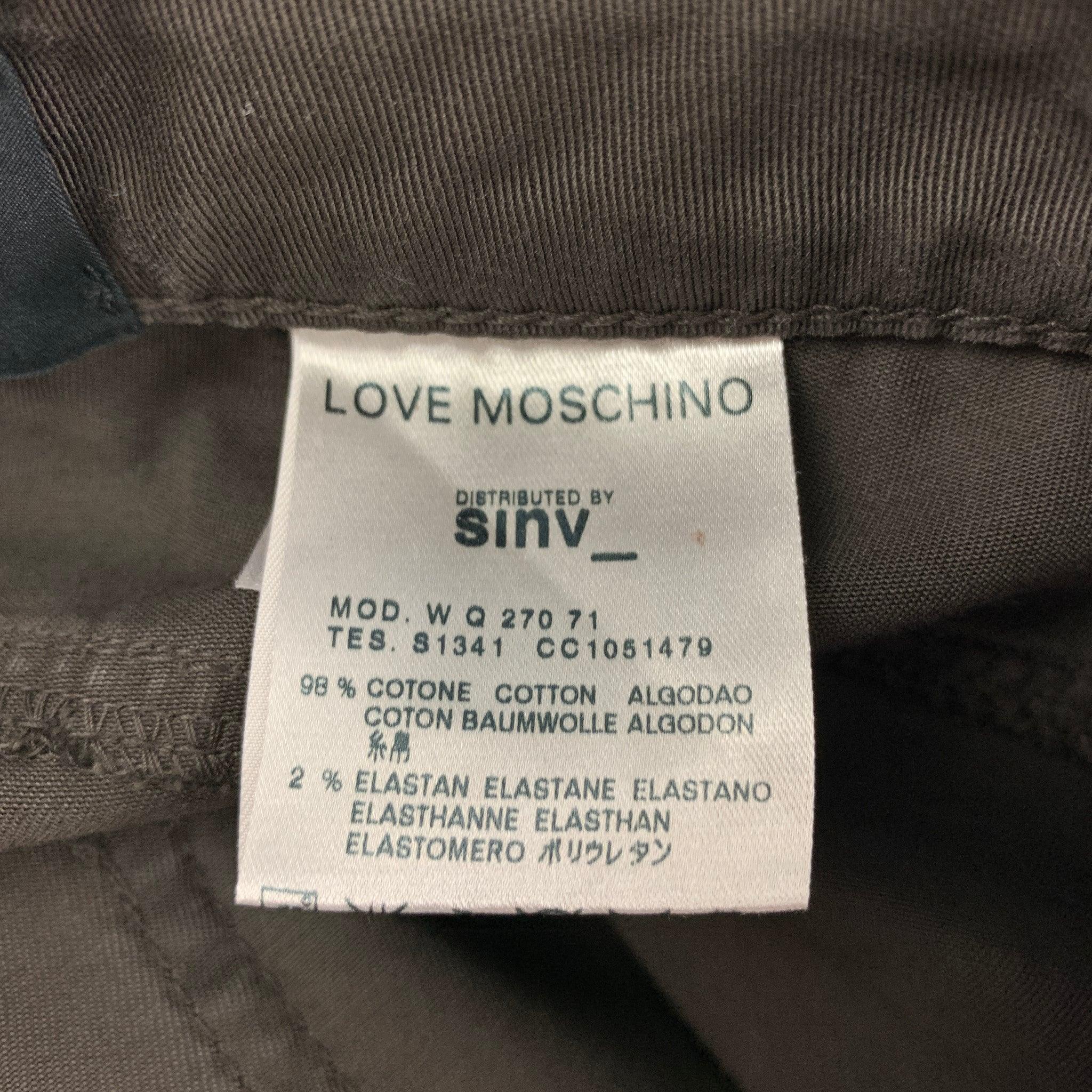 LOVE MOSCHINO Size 26 Brown Cotton Flat Front Casual Pants In Good Condition In San Francisco, CA