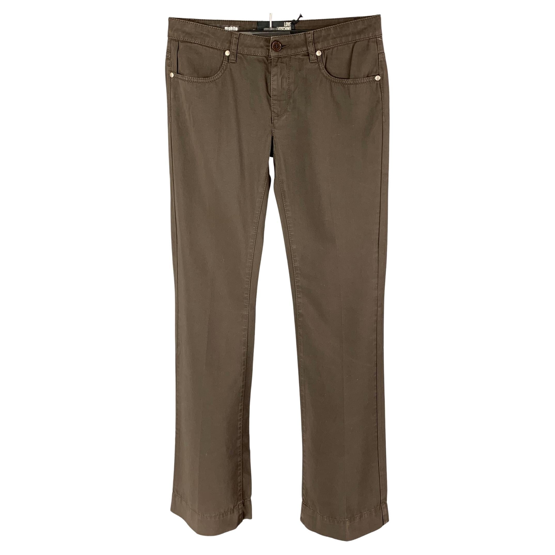 LOVE MOSCHINO Size 26 Brown Cotton Flat Front Casual Pants