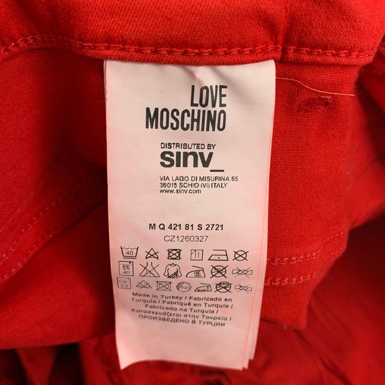 Men's LOVE MOSCHINO Size 31 Red Cotton Skinny Jeans For Sale