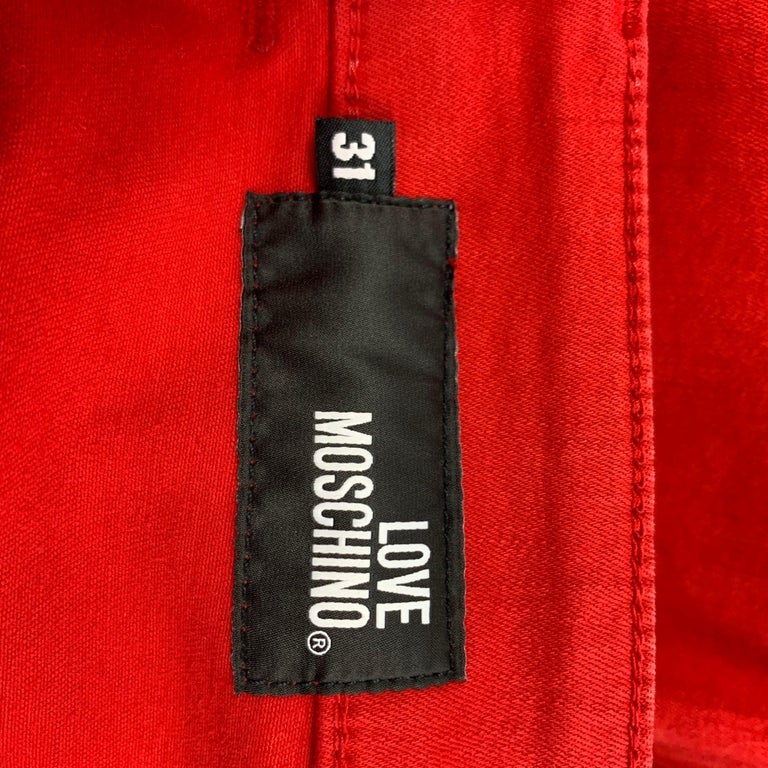LOVE MOSCHINO Size 31 Red Cotton Skinny Jeans For Sale 2