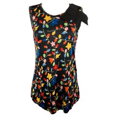 LOVE MOSCHINO Talla 4 Negro Multicolor Viscosa Floral Lazo Negro Blusa