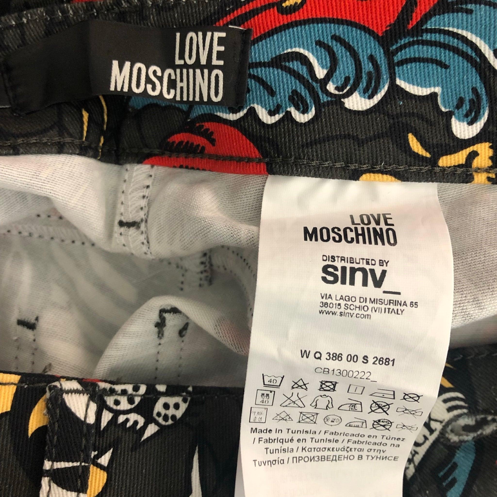 LOVE MOSCHINO Size 4 Black Multicolour Cotton &  Elastane Cartoon Jeans For Sale 1