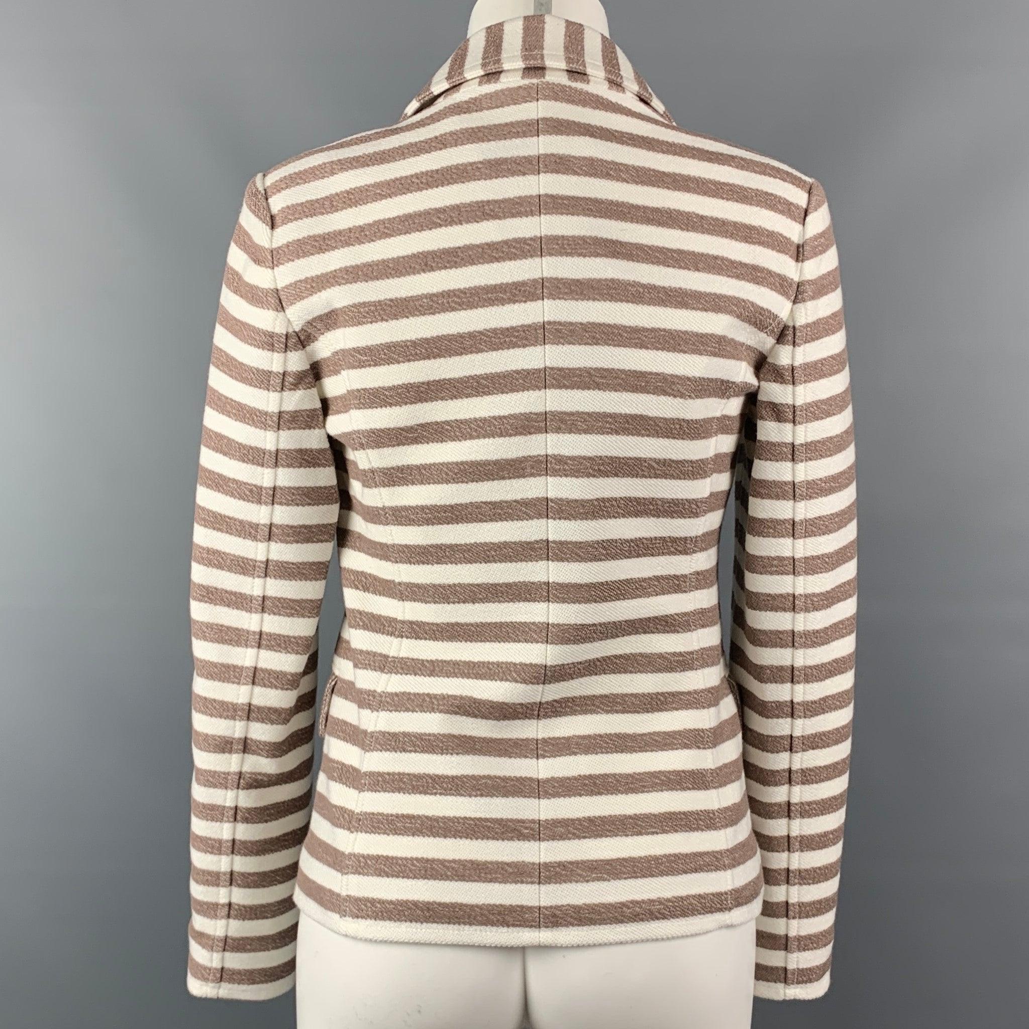 Women's LOVE MOSCHINO Size 4 Cream & Taupe Stripe Cotton Jacket