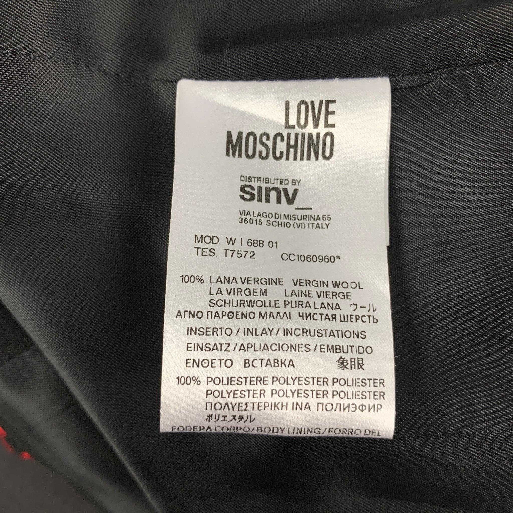 LOVE MOSCHINO Size 4 Red & Black Gingham Wool Rhinestone Jacket For Sale 1