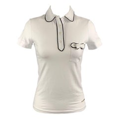 LOVE MOSCHINO Blusa Cuello Peter Pan Blanco Negro Algodón / Elastano Talla 4