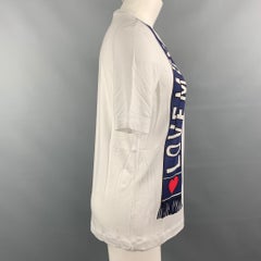 LOVE MOSCHINO Camiseta estampado gráfico Logo Bufanda Blanco y Azul Marino Talla 4