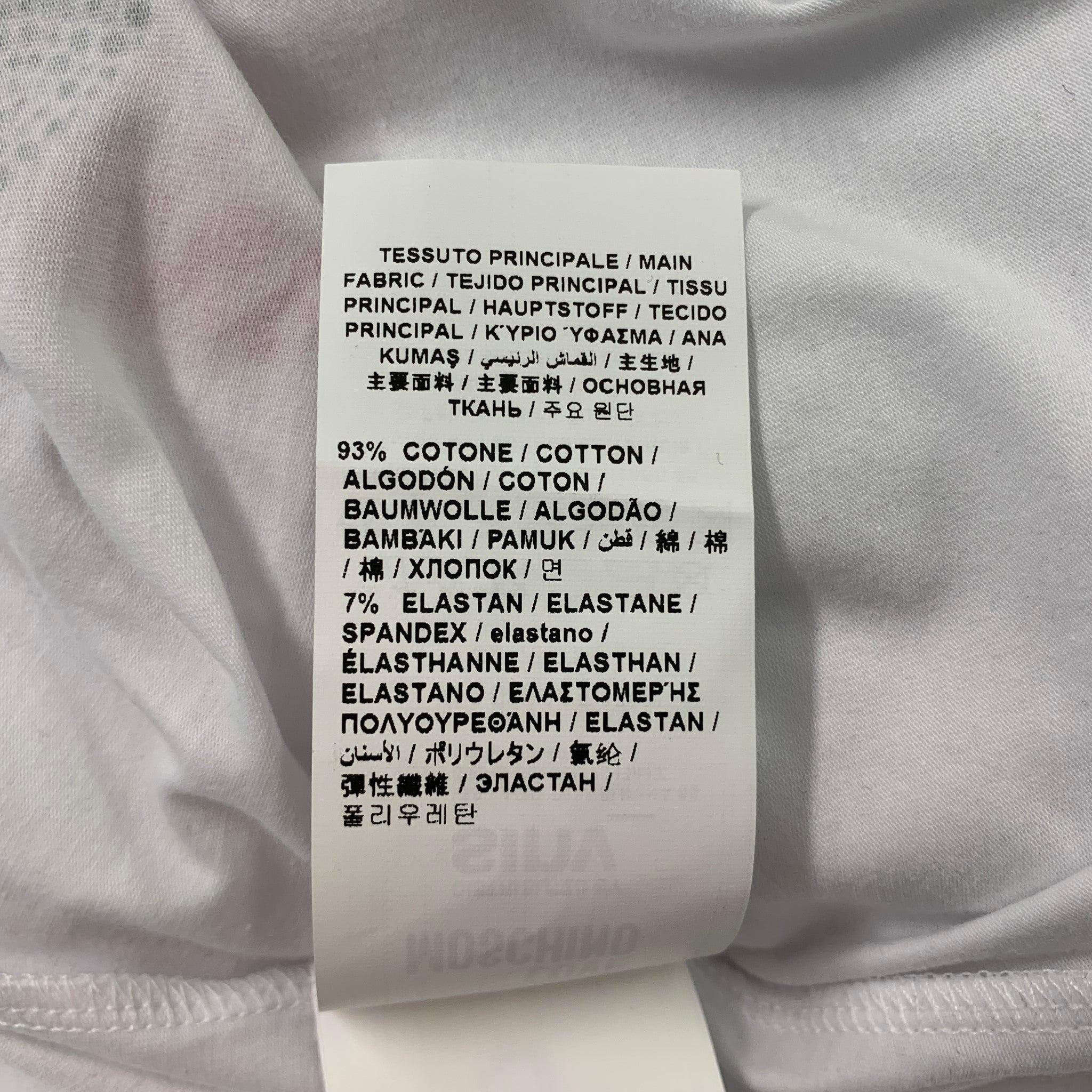 LOVE MOSCHINO Größe 4 Weiß Rosa Baumwolle/Elastane Strass Langarm-T-Shirt im Angebot 2