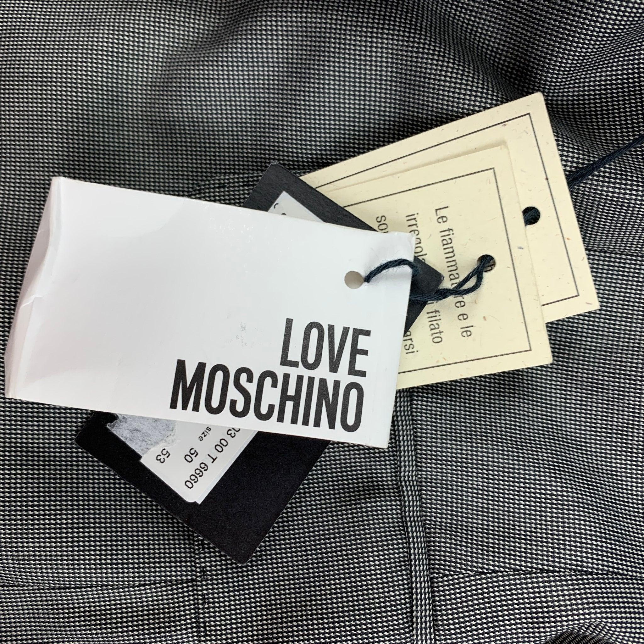 LOVE MOSCHINO Size 40 Black Grey Nailhead Cotton Blend Notch Lapel Suit For Sale 6