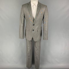LOVE MOSCHINO Size 40 Black Grey Nailhead Cotton Blend Notch Lapel Suit