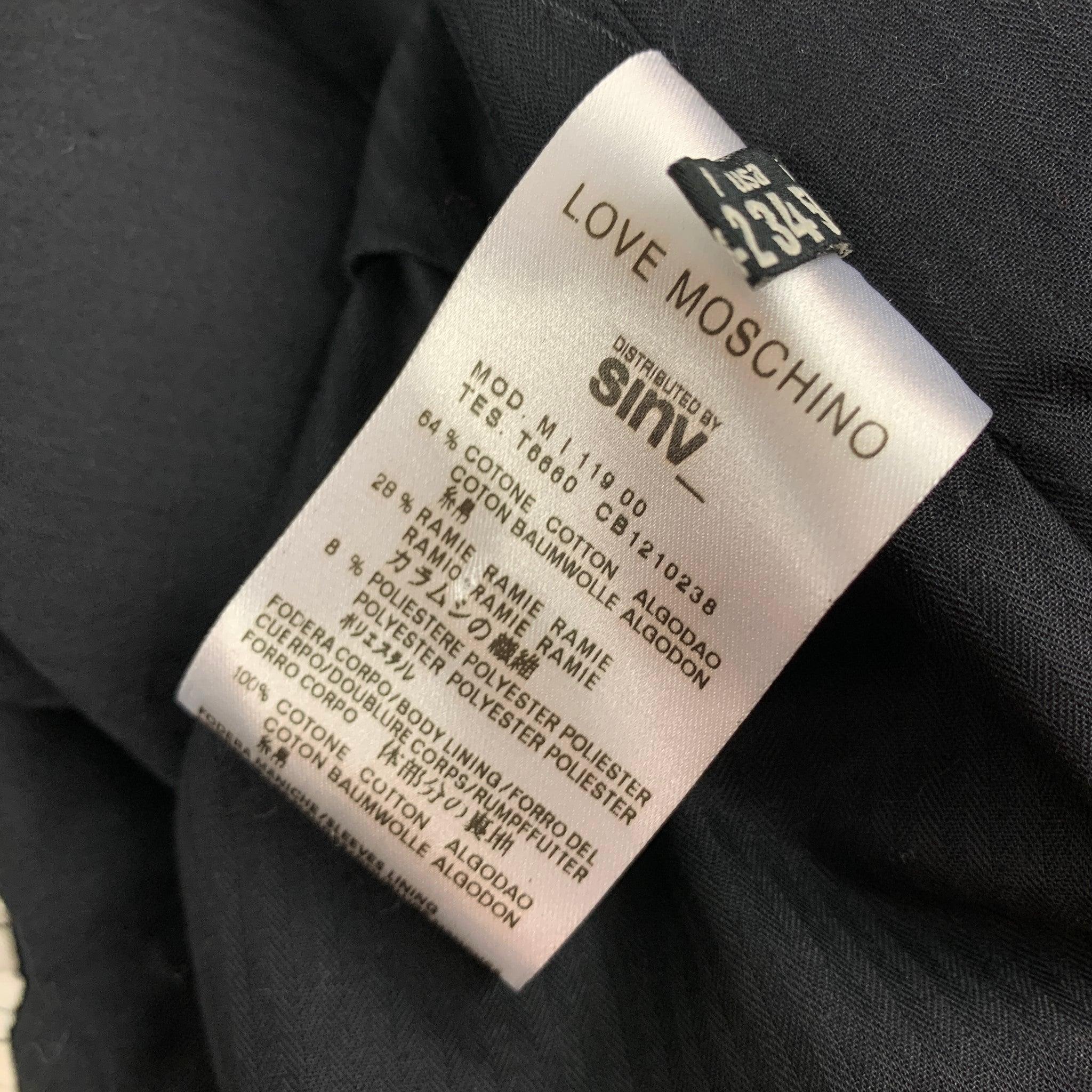 LOVE MOSCHINO Size 40 Black Grey Nailhead Cotton Blend Notch Lapel Suit For Sale 2