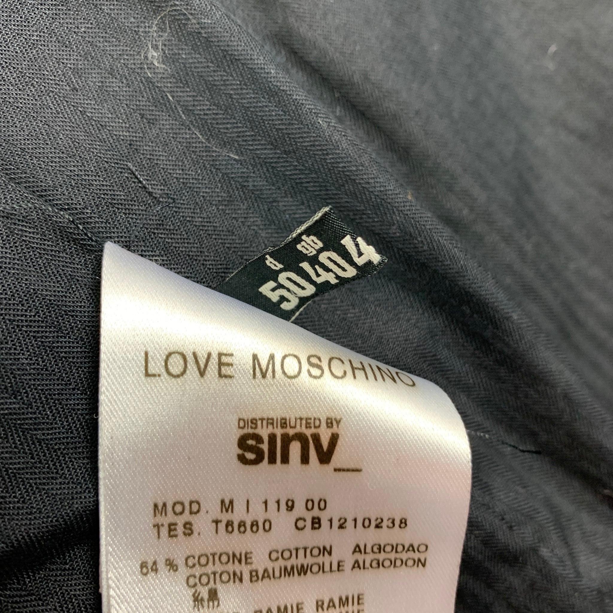 LOVE MOSCHINO Size 40 Black Grey Nailhead Cotton Blend Notch Lapel Suit For Sale 4