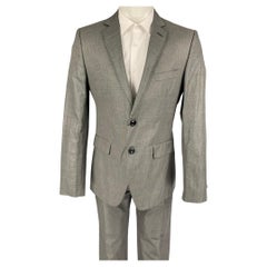 LOVE MOSCHINO Size 40 Black Grey Nailhead Cotton Blend Notch Lapel Suit