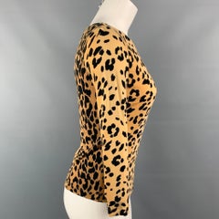 LOVE MOSCHINO Size 6 Beige & Black Viscose Animal Print Pullover