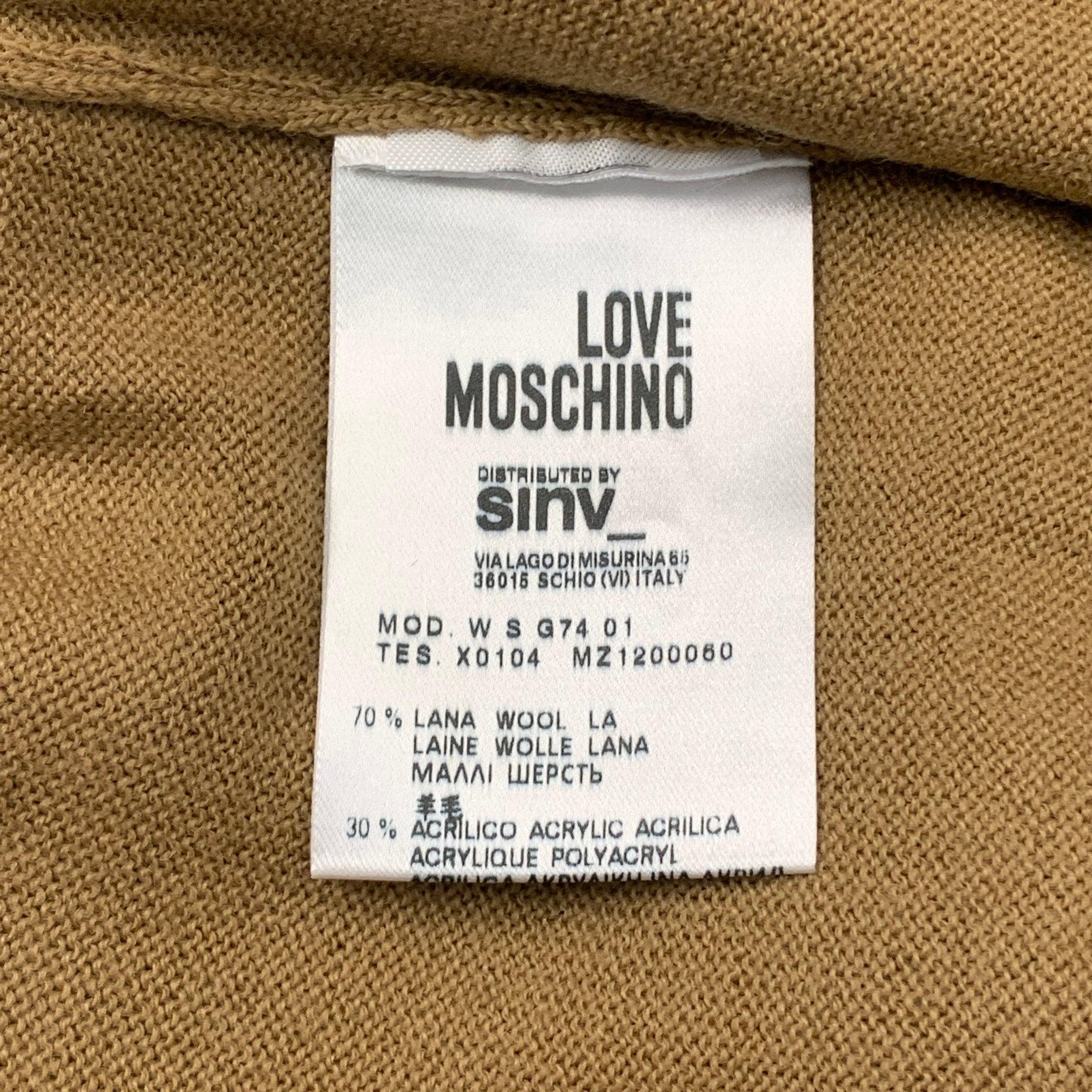 LOVE MOSCHINO Größe 6 Beigefarbener Pullover aus Wolle/Acryl mit Fronttaschen und Farbblockmuster im Angebot 2