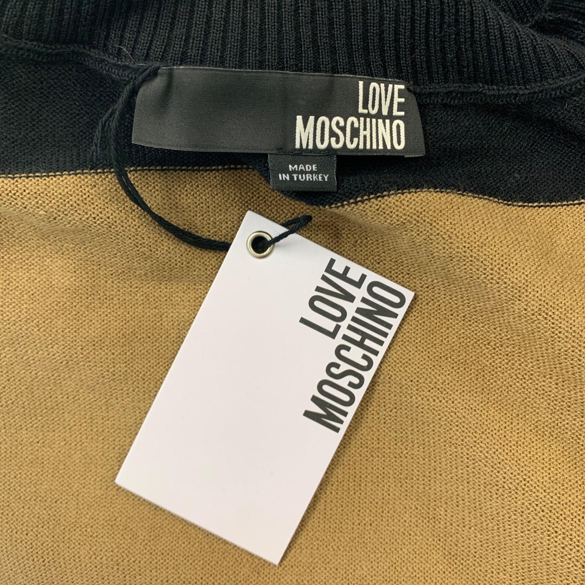 LOVE MOSCHINO Größe 6 Beigefarbener Pullover aus Wolle/Acryl mit Fronttaschen und Farbblockmuster im Angebot 4