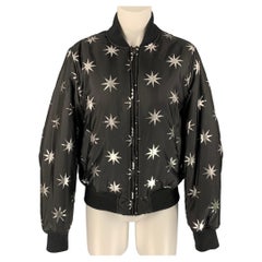 LOVE MOSCHINO Size 6 Black & Silver Star Print Polyester Bomber Jacket