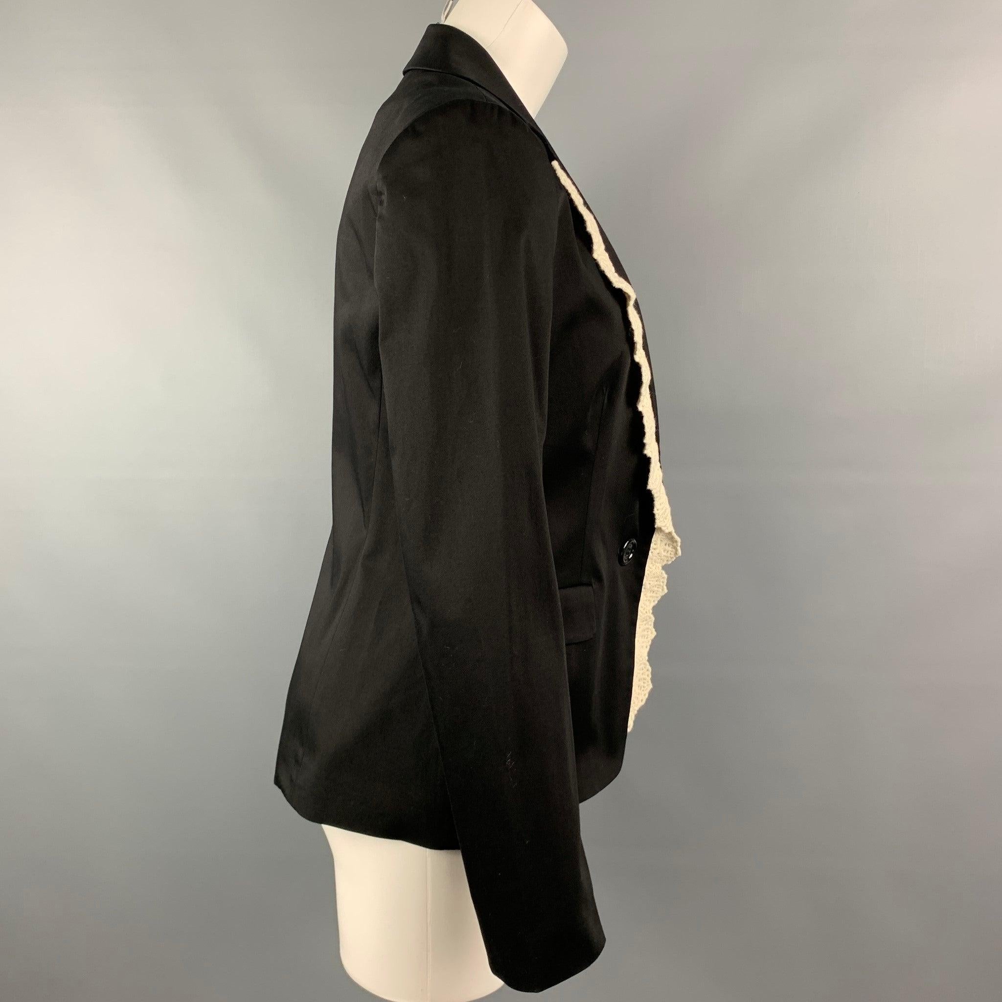 LOVE MOSCHINO Size 6 Black & White Acetate / Cotton Jacket In Excellent Condition For Sale In San Francisco, CA