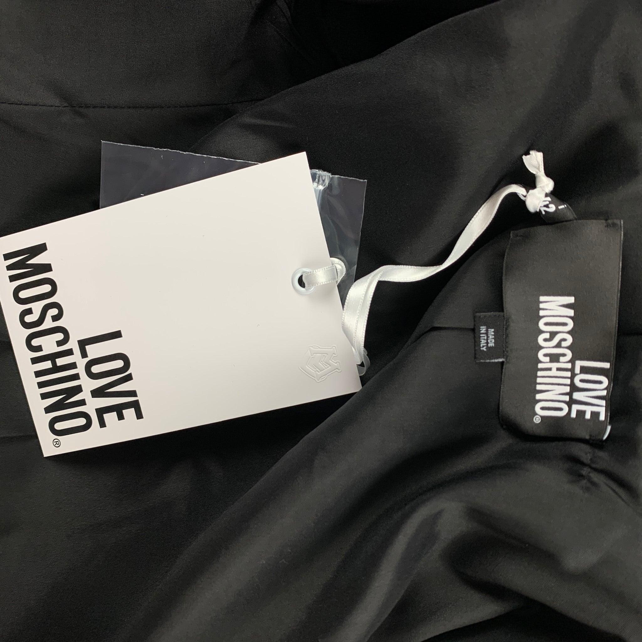 LOVE MOSCHINO Größe 6 Schwarz-weiße Jacke aus Acetat / Baumwolle in Schwarz & Weiß im Angebot 4