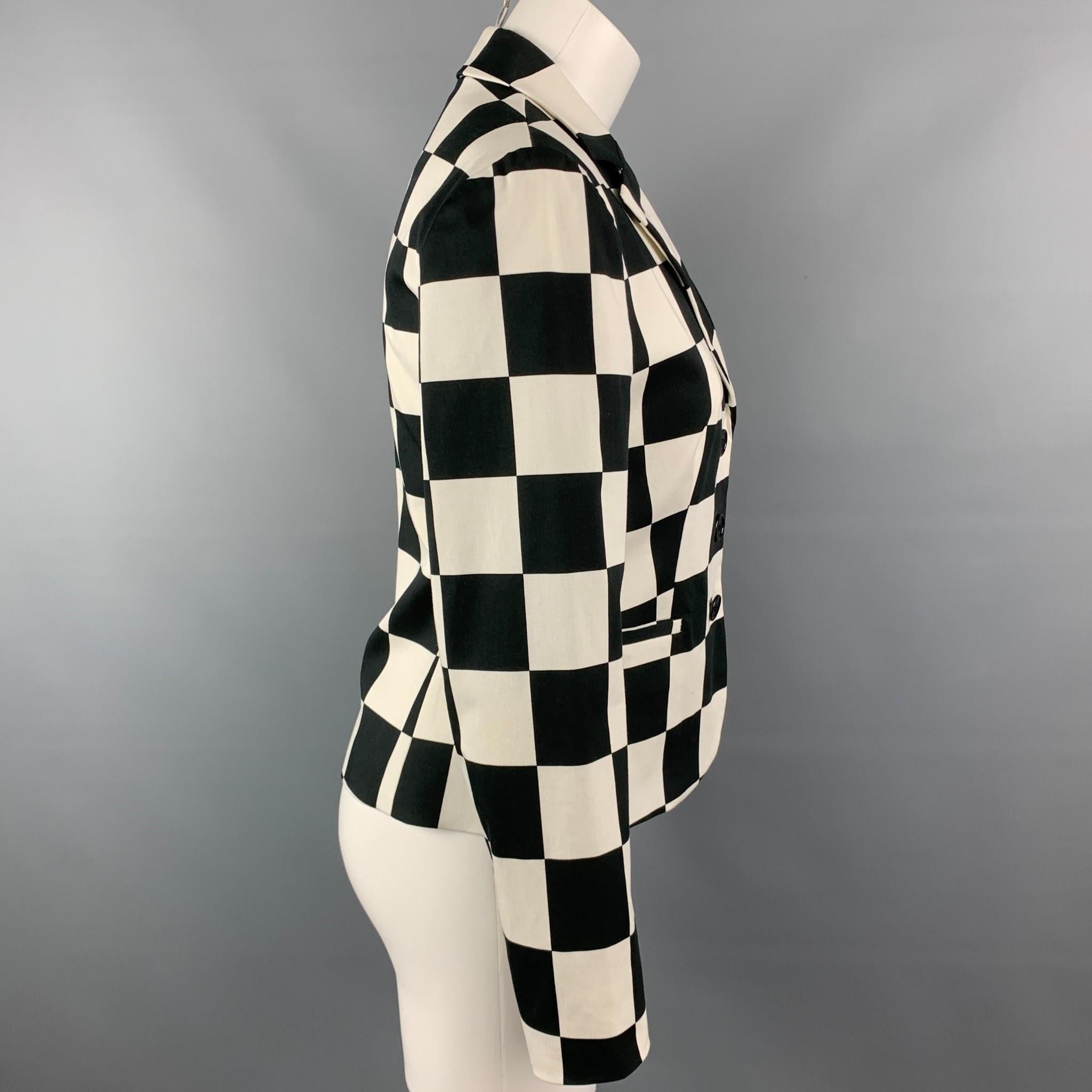LOVE MOSCHINO Chaqueta de algodón a cuadros blancos y negros talla 6 Negro
