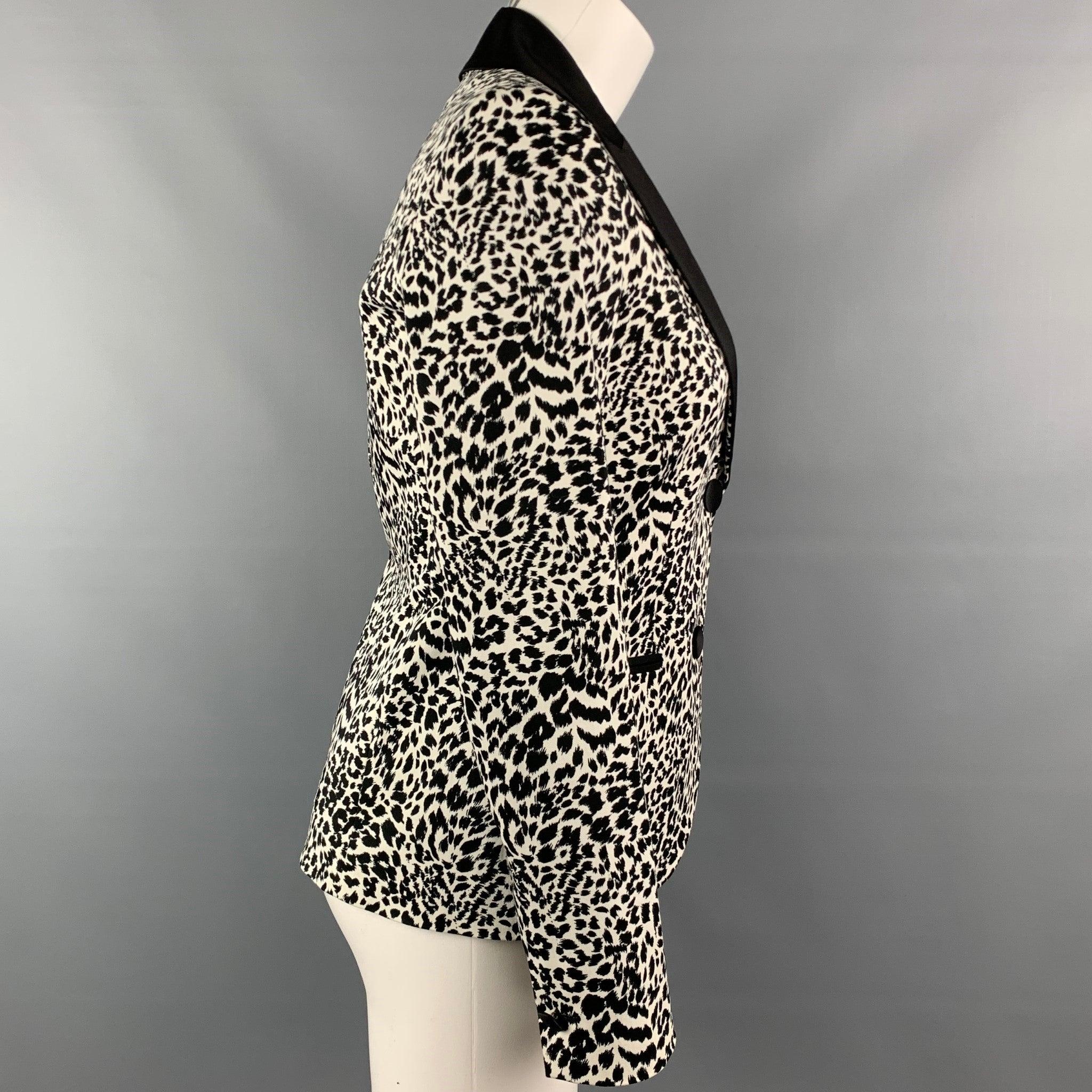 LOVE MOSCHINO Size 6 Black & White Print Cotton Jacket In Excellent Condition For Sale In San Francisco, CA