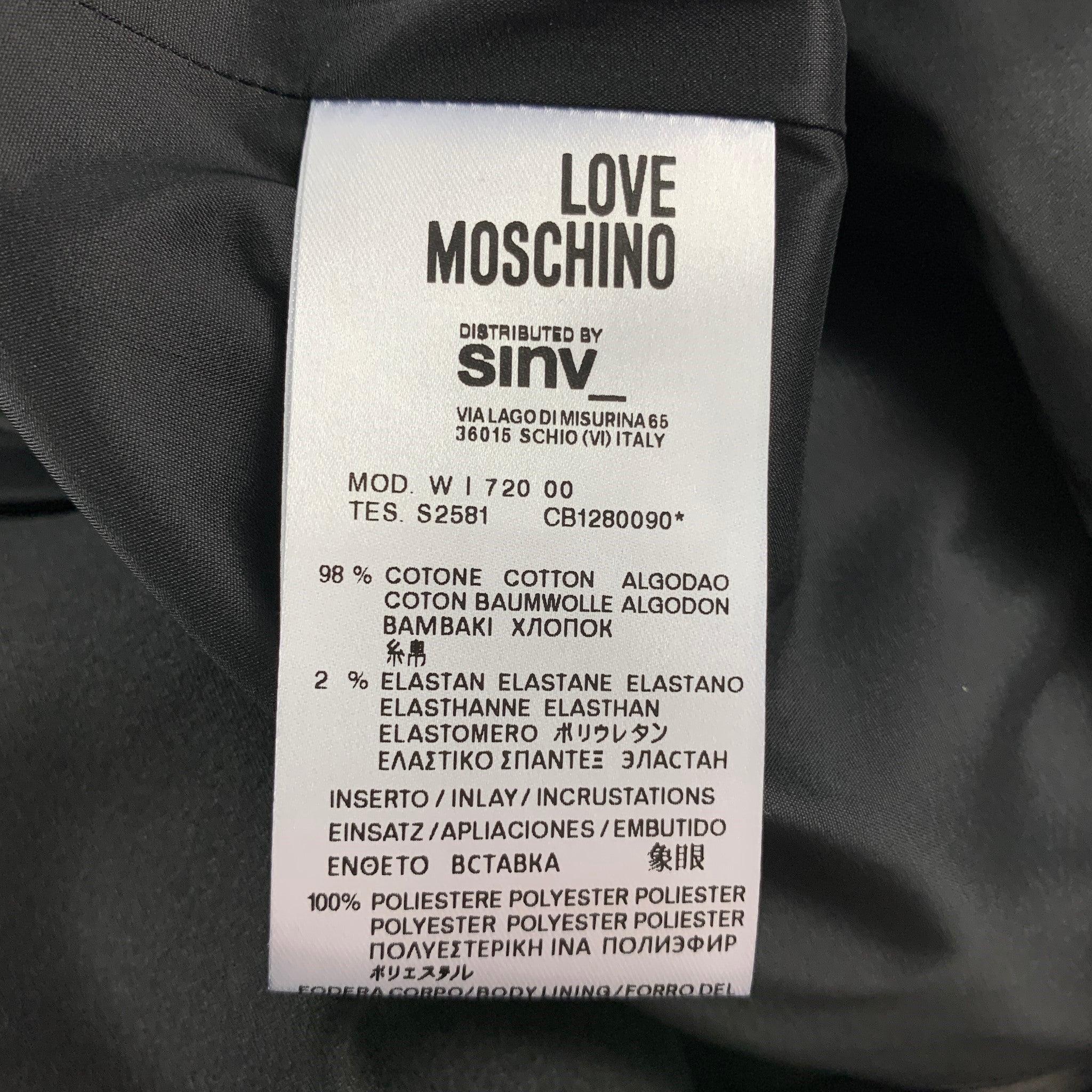 LOVE MOSCHINO Size 6 Black & White Print Cotton Jacket For Sale 2