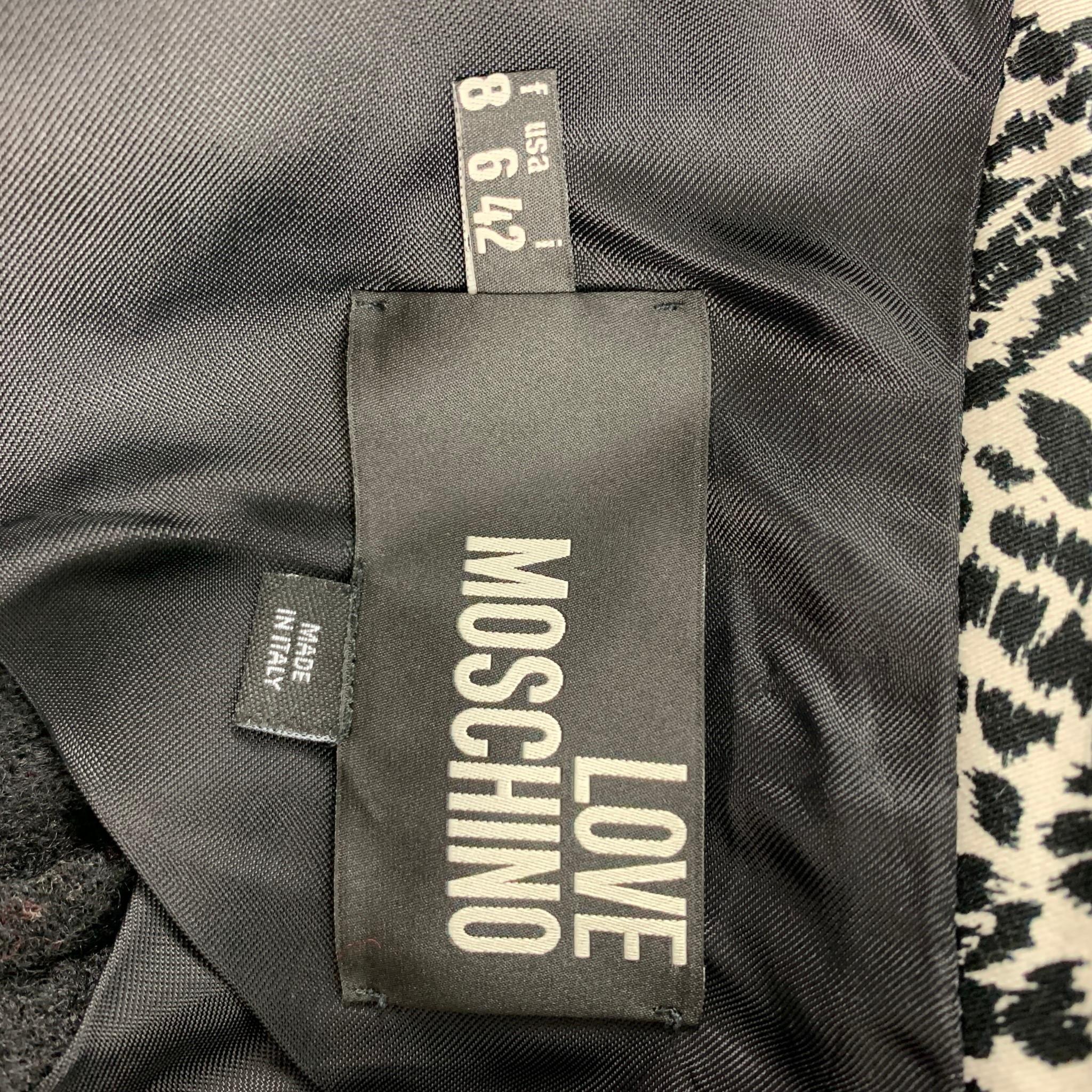 LOVE MOSCHINO Size 6 Black & White Studded Wool Jacket In Good Condition In San Francisco, CA